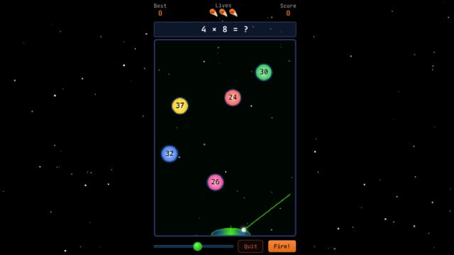 Meteor Strike math game